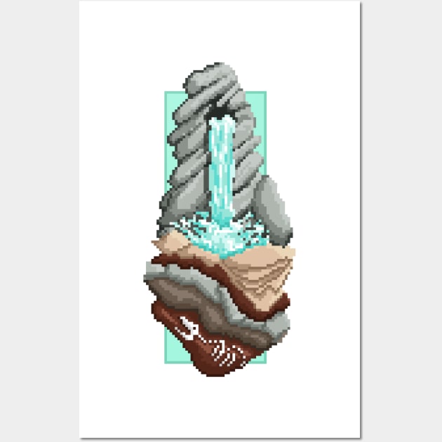 Pixel Landscape : Water Fall Wall Art by Draad